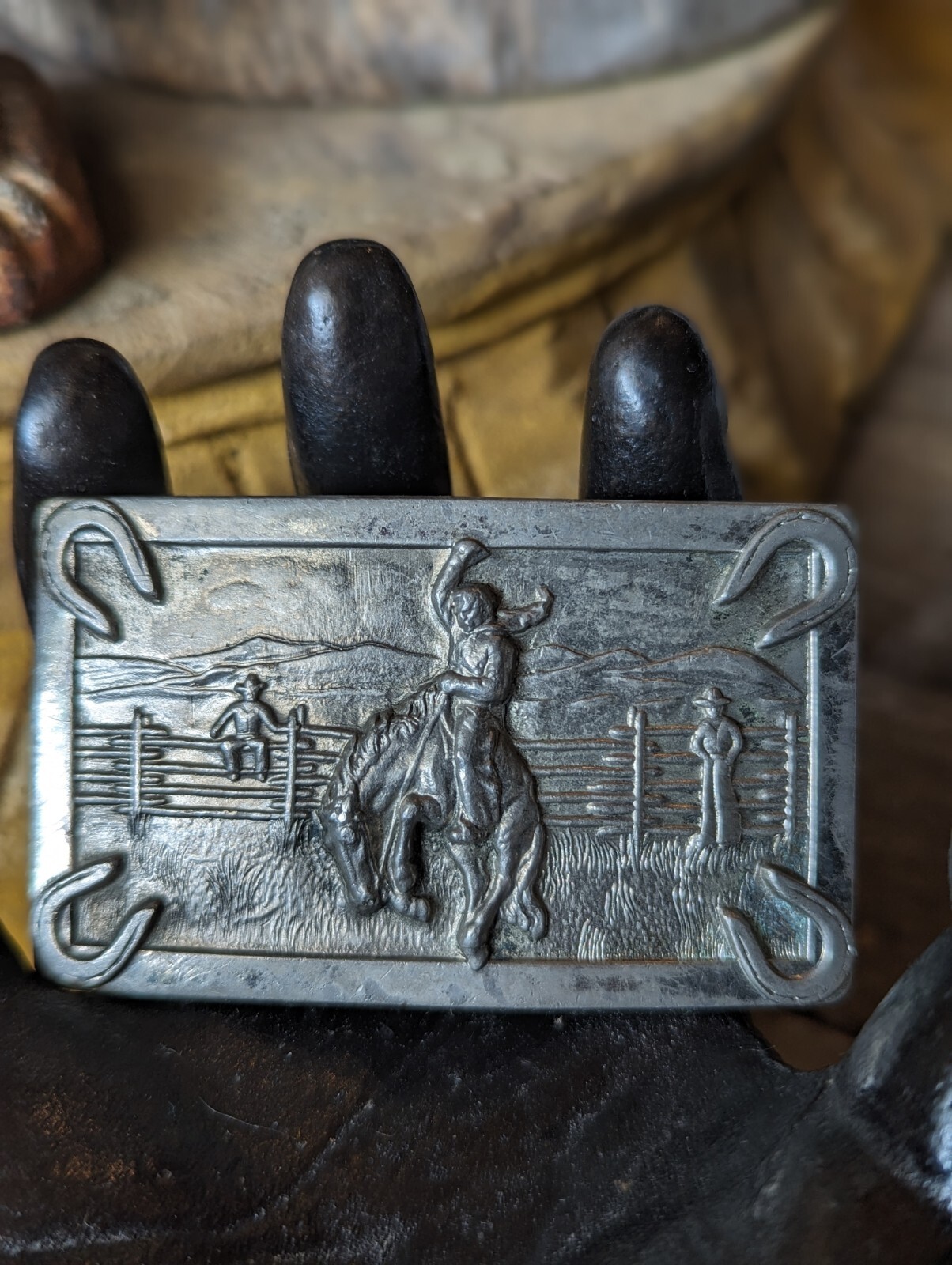 Vintage Bronc Busting Belt Buckle Horse Cowboy Rodeo … - Gem