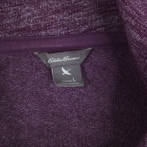 Eddie Bauer Sweatshirt Womens Size Large Cowl Neck Asymmetrical Open Mulberry - Picture 7 of 8