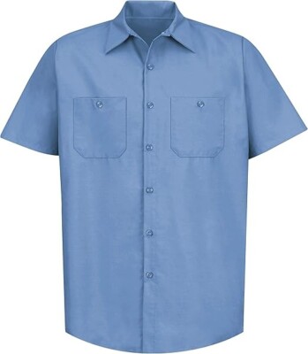 Red Kap SP24 Mens Industrial Work Shirt, Regular Fit, Short Sleeve