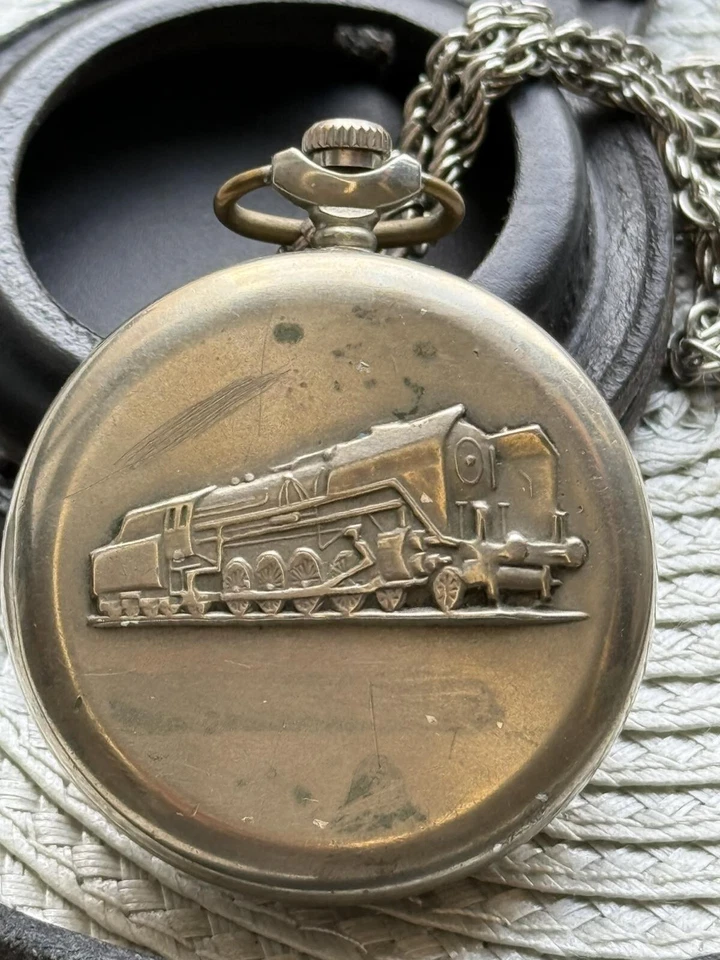 VINTAGE Molniya Pocket Watch Mechancal Leather Case WW1 Russian Railway Soviet - Image 4 of 4