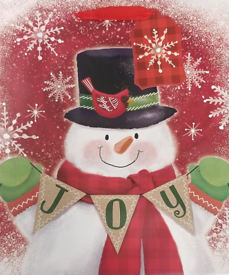 Large Christmas Gift Bag Glitter Snowman Joy