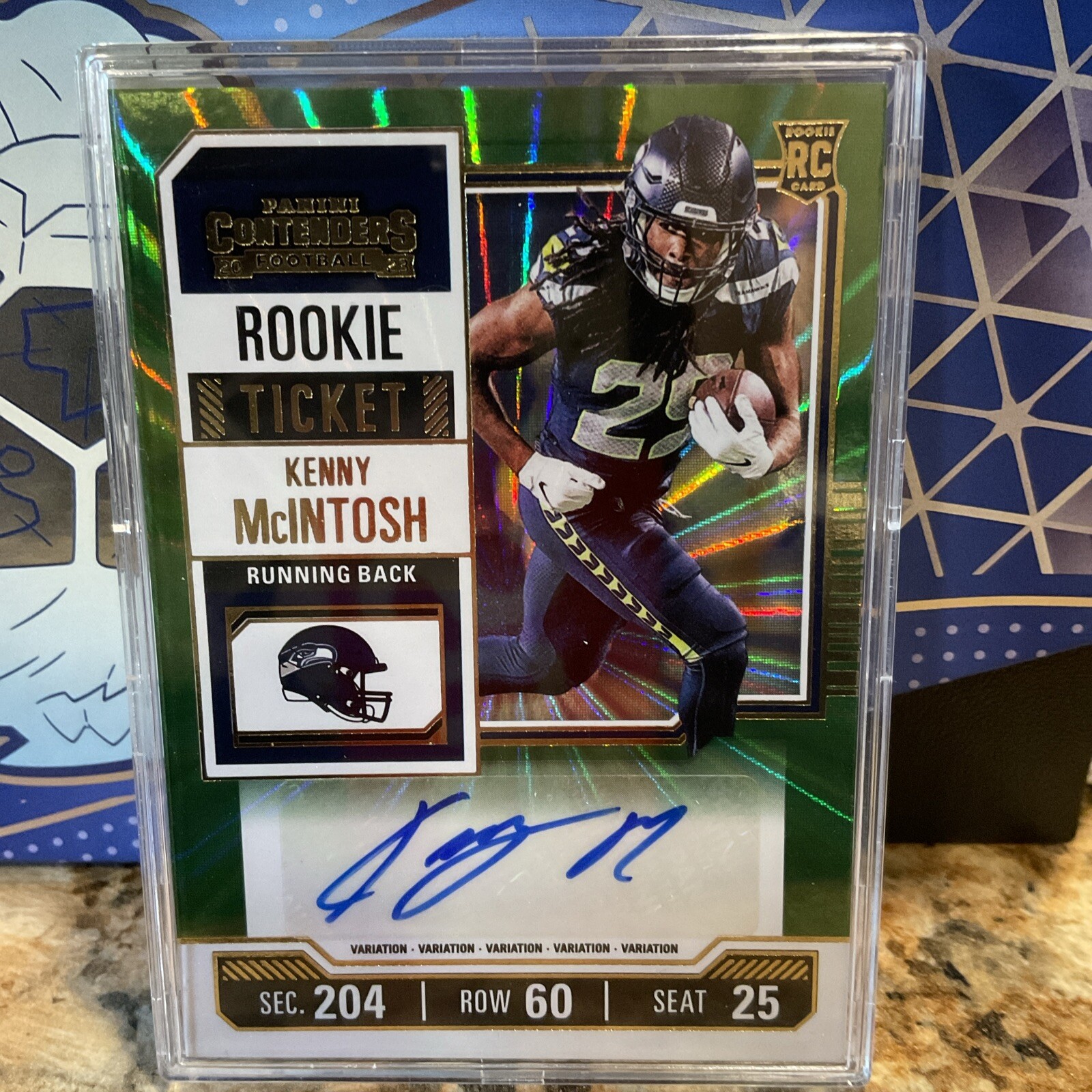 2023 Contenders Kenny McIntosh Rookie Ticket Auto Variation SSP Green Laser