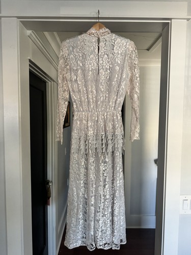 Vintage Antique Handmade Victorian Romantic Lace /crochet Gray Gown Dress - Picture 6 of 11
