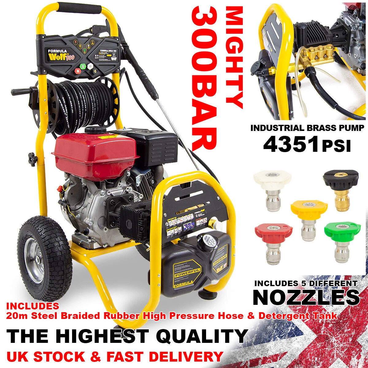 Petrol Pressure Washer 4351psi Wolf 500 9HP Engine Power Jet
