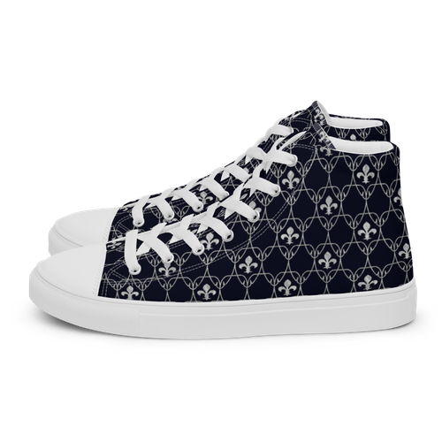 Fleur-de-lis Custom Print Women’s Darkest Blue High Top Canvas Shoes Sz 5-12 - Picture 1 of 136