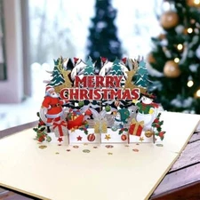 Luxury Classic Santa, Snowman & Xmas Ornament Christmas 3D Pop Up Greeting Card