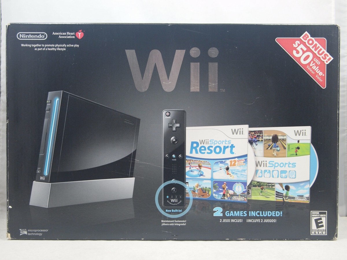 Empty Console Box for Nintendo Wii Black Wii Motion Plus Built In