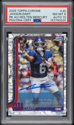 2025 Topps Chrome Jaxson Dart PSA 8 Auto Gem 10 Rookie First Day