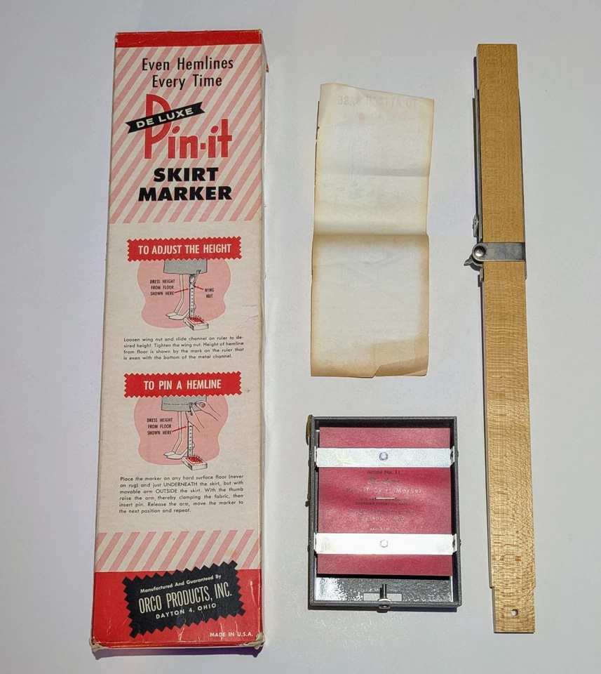 Vintage Orco De Luxe PIN-IT Skirt Marker Hem Ruler Pin Cushion Made in USA - Image 2 of 4