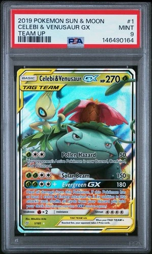 2019 Pokemon S&M Team Up Celebi & Venusaur GX #1 PSA 9