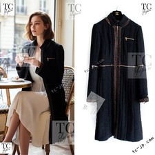 $5.7K CHANEL 10PF Black ZipTrim WoolSilk Coat Karl Lagerfeld 34 38 40 US2 6 8