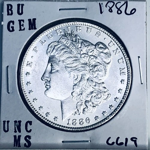 1886 BU GEM MORGAN SILVER DOLLAR UNC MS+++ U.S. MINT RARE COIN 6619