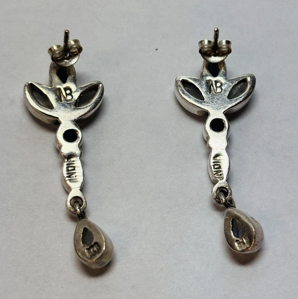 Pendientes colgantes Nicky Butler de plata de ley 925 con piedra lunar amatista Foto 2 de 4