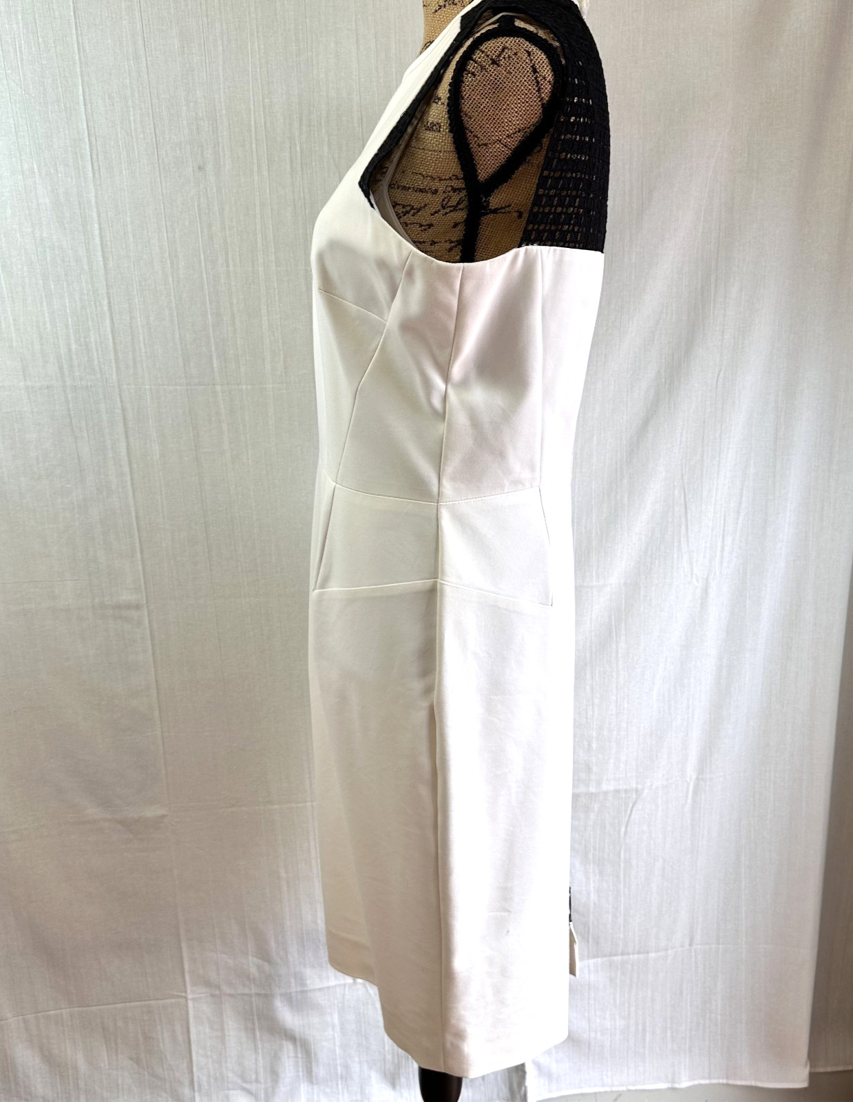 CARLISLE Women's White Black Lace Sheath Long Zipper Sleeveless Dress Sz 8