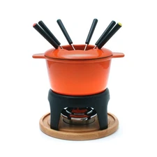 Swissmar Sierra 11 Piece Cast Iron Fondue Set, Orange