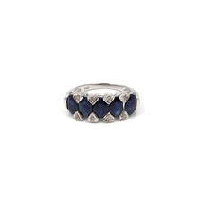 Bague en or blanc 14 carats 1,90 ct saphir bleu diamants or 585 bijoux pour f...