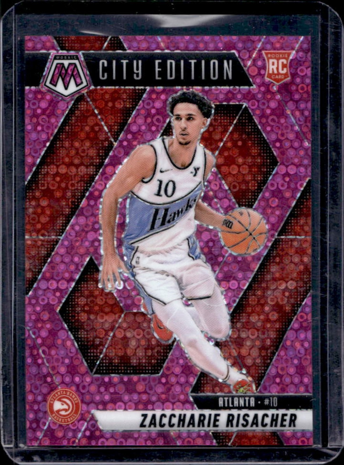 2024-25 Mosaic Zaccharie Risacher RC Fast Break Pink City Edition #/20 Hawks
