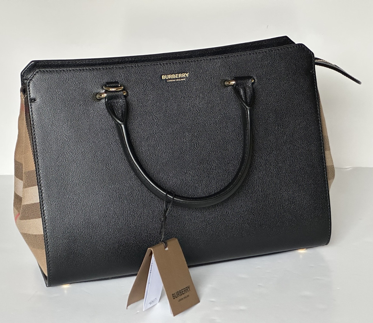 Burberry Banwell Tote House Check Small Bag Black 80840231 Burberry Banwell Tote House Check Small Bag Black 80840231