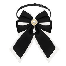 Womens Lace Bow Tie Pearl PreTied School Uniform Wedding Banquet Necktie