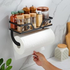 Farmhouse Towel Holder with Emj Funny Memes Kitchen Organizer Shelf, Rustic B...