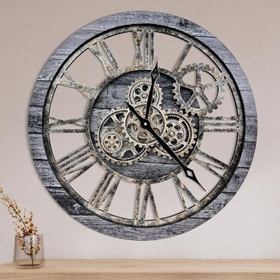 The B-Style Large Wall Clock 24 inch Moving Gear 36 inch (90 cm