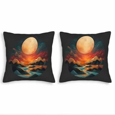 Set of 2 18x18in Throw Pillow Covers - Serene Landscape Design 