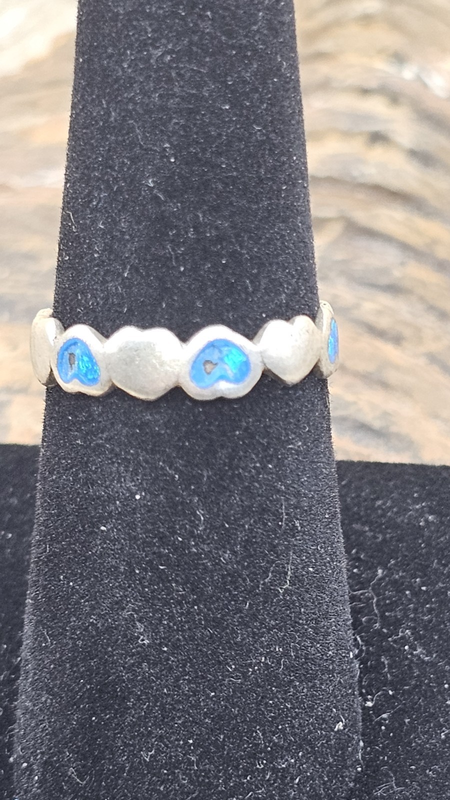 Sterling Silver Opal Heart Ring Stackable Size 6.5 - image 2