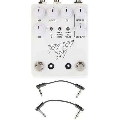 JHS Flight Delay Pedal with EBS Patch Cables - White