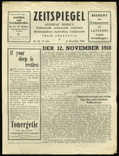Zeitspiegel Austrians in UK Weekly 11/11 1944 war news - 第 1/1 張圖片