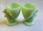 MARTHA BY MAIL JADEITE BUNNY EGG CUPS - FENTON GLASS- SET/2