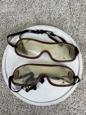 Lot of 2 Vintage Aviator Goggles Steampunk Pilot Motorcycle Horse Racing Safety
