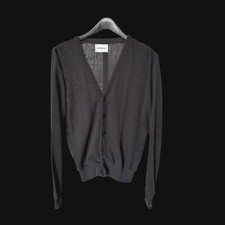 70's Campus Vintage Black V-Neck Button Front Cardigan Sweater Made in USA M/L