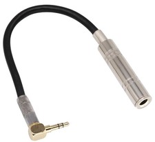 90 Degree 1/8 to 1/4 Stereo Adapter Cable TRS 3.5mm Male to 6.35mm Female 9"