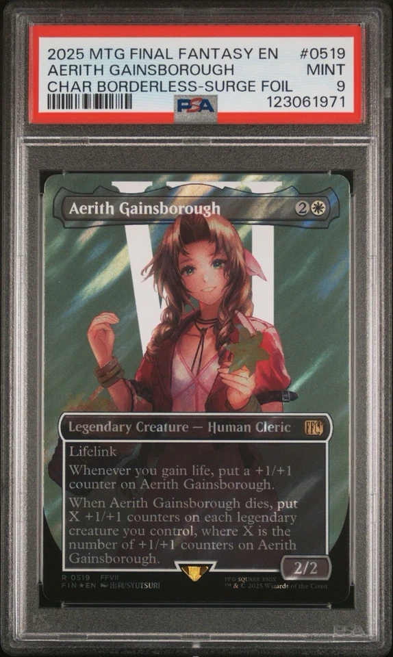 PSA 9 Aerith Gainsborough Borderless Surge Foil MTG Final Fantasy #0519 - Image 3 of 4