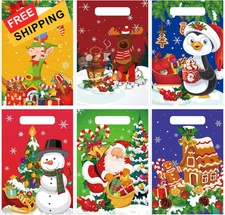 Hotop 150 Pcs Christmas Goody Gift Bag Xmas Plastic Snacks Party Multicolor 