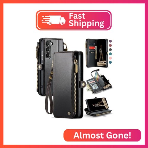 Defencase for Samsung Galaxy S21 FE Wallet Case with Card Holder, Black