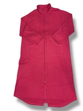 Norm Thompson Full Zip Maroon Housecoat Robe Size M/P Cottagecore Long Sleepwear