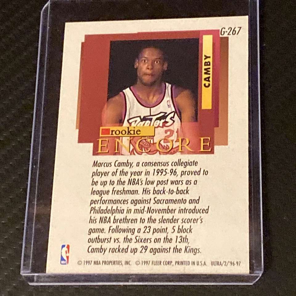 1996-97 Fleer Ultra Encore Rookie Marcus Camby - Gold Medallion Edition #G-267 - Image 2 of 4