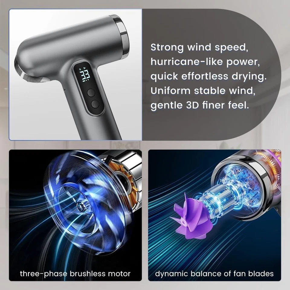 Secador de pelo inalámbrico, secador de pelo de viaje inalámbrico a batería para camping y autocaravana Foto 4 de 4