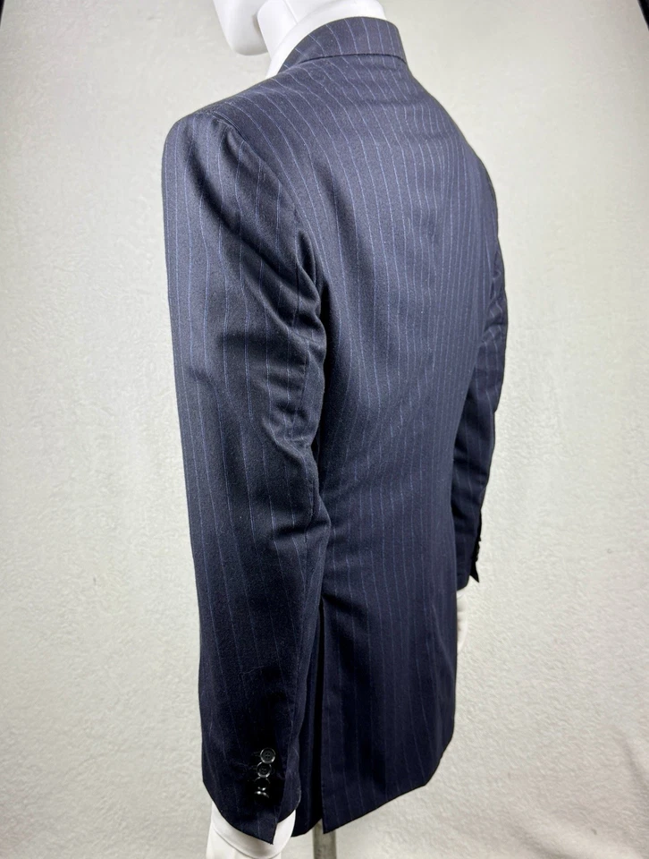 Cesare Attolini Suit Navy - Blue/white Pinstripe Cashmere Blend Sz 52IT 42US - Image 3 of 4