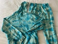 Zelos Sweat Suit Womens M Teal tie dye Comfy Cozy Lounge
