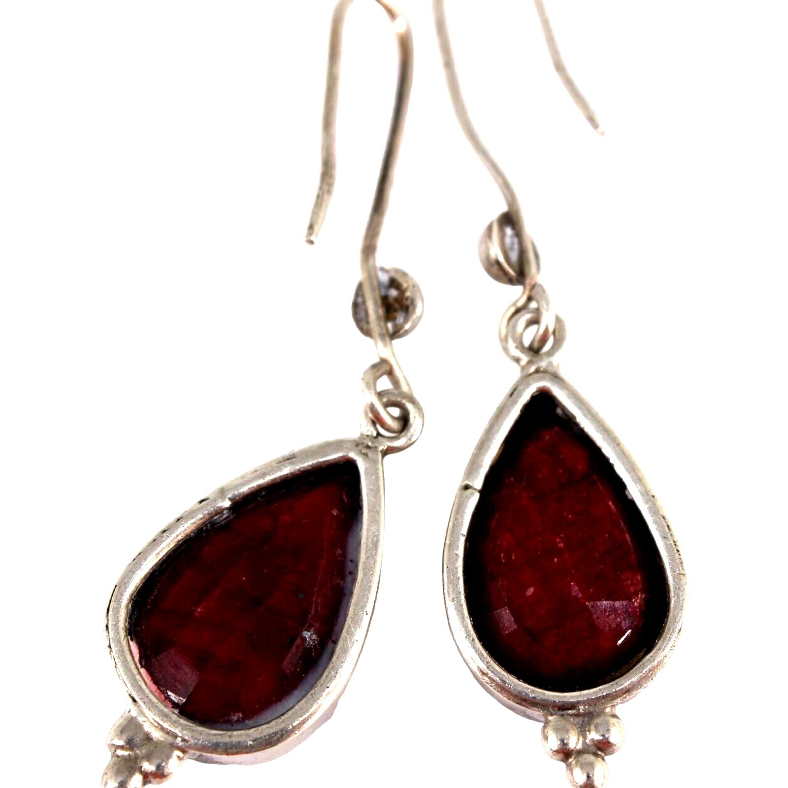 Genuine Red Ruby Earrings • Sterling Silver • Tea… - image 2