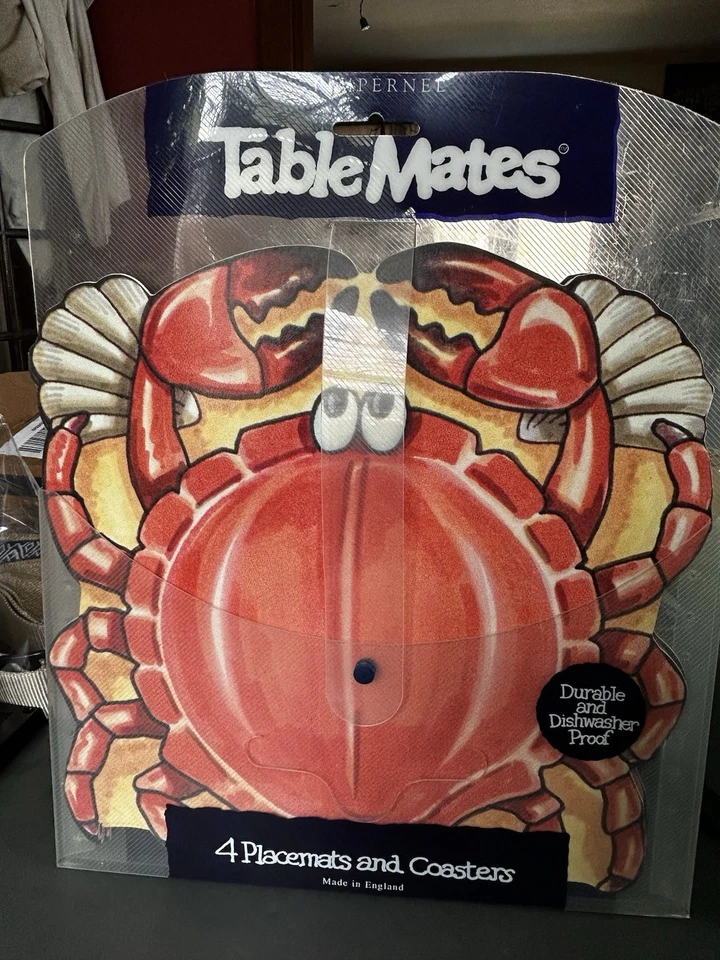 Placemats de vinil em forma de caranguejo somente conjunto de 4 companheiros de mesa Pimpernel frutos do mar - Imagem 2 de 4