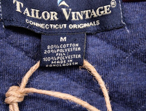 Tailor Vintage Mens M 1/4 Zip Pullover Long Sleeve Quilted Sweatshirt Blue $88 - Picture 10 of 10