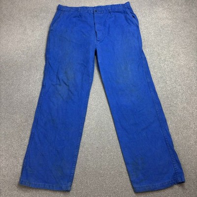 VINTAGE französische Hose Erwachsene 38x31 blau Workwear Chore Canvas Utility Herren