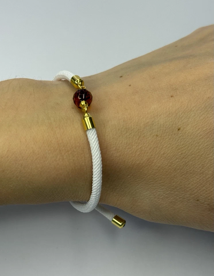 Natural Amber Stone Bracelet.Faceted Amber Beaded Bracelet ADJUSTABLE Length. - Image 4 of 4