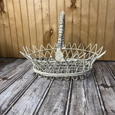 Vintage Decorative Metal Wire Basket White