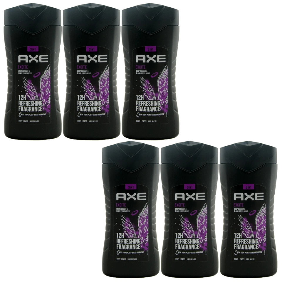 Axe Duschgel EXCITE 6 x 250ml knackige Kokosnuss & schwarzer Pfeffer Duft 12H - Bild 1 von 1