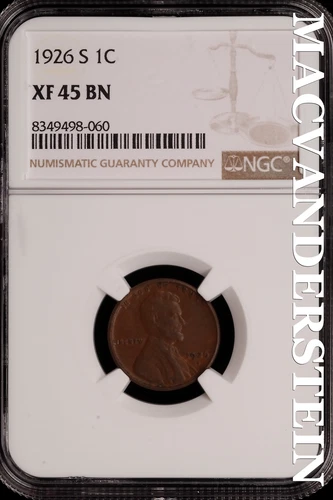 1926-S Lincoln Wheat Cent - NGC XF 45 BN - Scarce  No Reserve  #SLH239