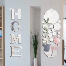 30 Pcs Living Room Wall Decor Home Mirror Wall Stickers Letter Signs DIY Acry...